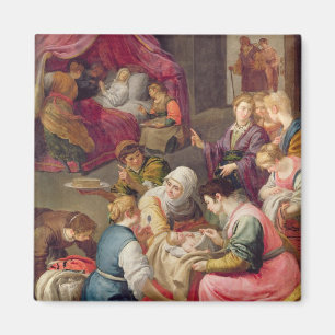 The Birth of the Virgin, 1640 (oil on canvas) Magnet
