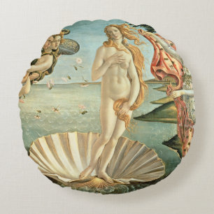 The Birth of Venus, c.1485 (tempera on canvas) Round Cushion