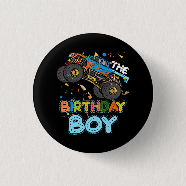 The Birthday Boy Monster Trucks Family Matching Pa 3 Cm Round Badge (Front)