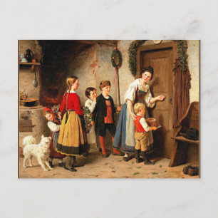 The Birthday Cake, vintage painting Postcard