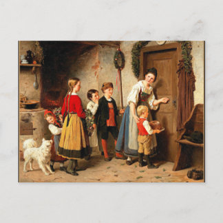 The Birthday Cake, vintage painting Postcard