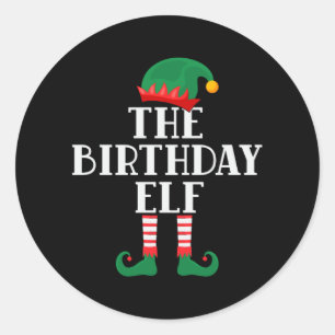 The Birthday Elf Funny Christmas Classic Round Sticker