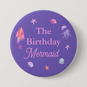 The Birthday Mermaid Party 7.5 Cm Round Badge
