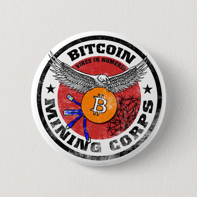 The Bitcoin Mining Corps - Gritty Version 6 Cm Round Badge (Front)