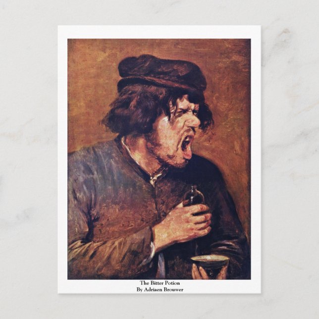 The Bitter Potion By Adriaen Brouwer Postcard (Front)