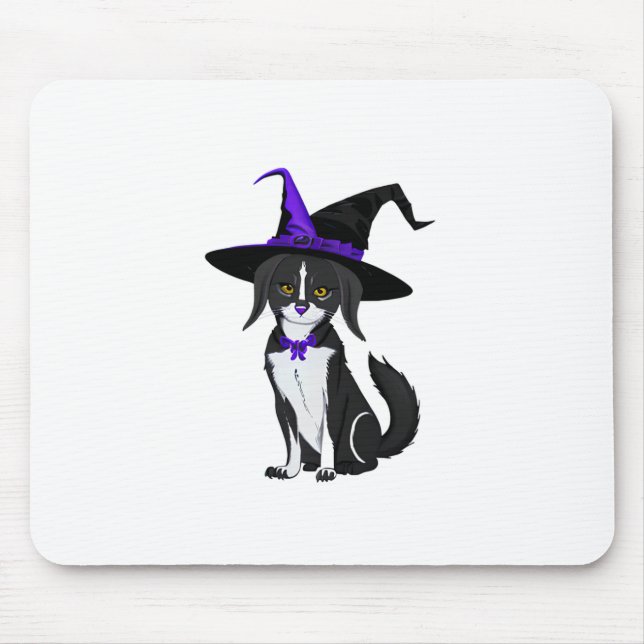 The Black Cat In Halloween Party. Sticker  Mouse Pad (Front)