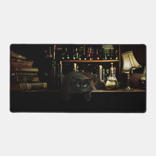The Black Cat of the Library Arcanum Desk Mat (Front)