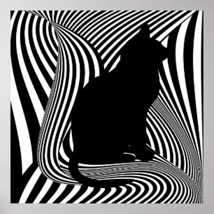 The Black Cat - Optical Art Studio Poster