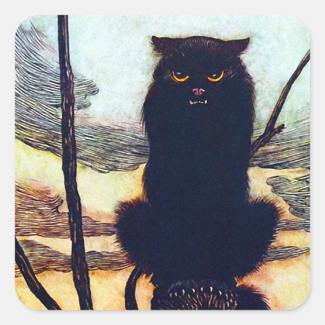 The Black Cat Square Sticker (Front)