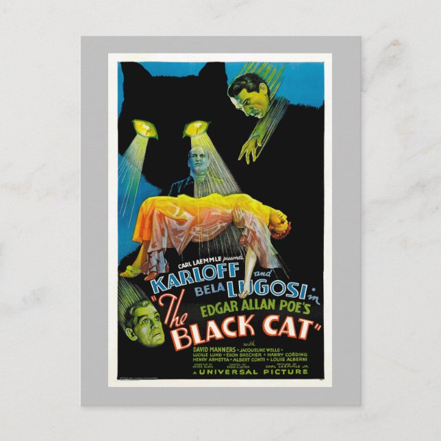The Black Cat (vintage movie poster) Postcard (Front)
