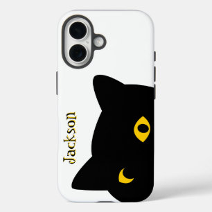 The Black cat watching you with Golden eyes custom iPhone 16 Case
