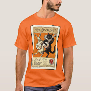 The Black Cat & White Bunny Vintage Music Dance T-Shirt