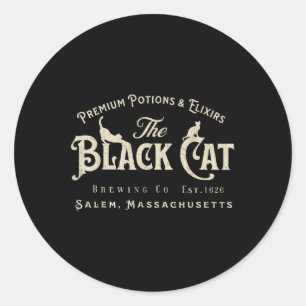 The Black Cat Witchy Salem Est 1626 Halloween Cat  Classic Round Sticker