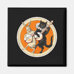 The Black Cat zine Halloween Cat Rabbit and Banjo Magnet