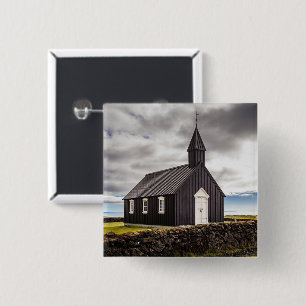 The Black Church Of Budir, Iceland 15 Cm Square Badge