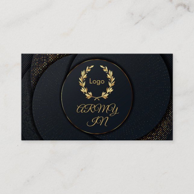 The black circle golden dots  business card (Front)