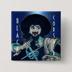 THE BLACK CORSAIR gem blue 15 Cm Square Badge
