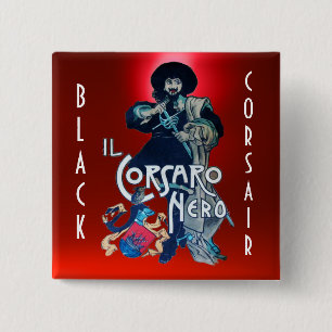 THE BLACK CORSAIR gem red 15 Cm Square Badge
