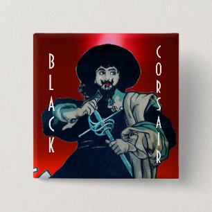 THE BLACK CORSAIR gem red 15 Cm Square Badge
