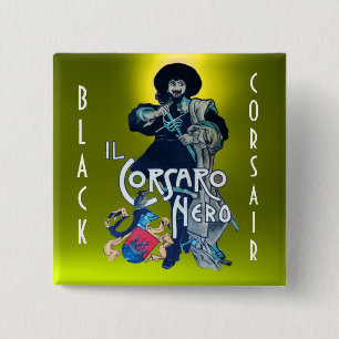 THE BLACK CORSAIR gem yellow 15 Cm Square Badge