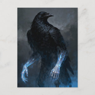 The black crow with human arms dark fantasy  postcard