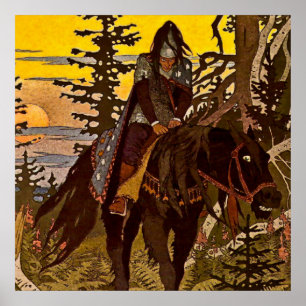 “The Black Knight” by Ivan Bilibin Poster