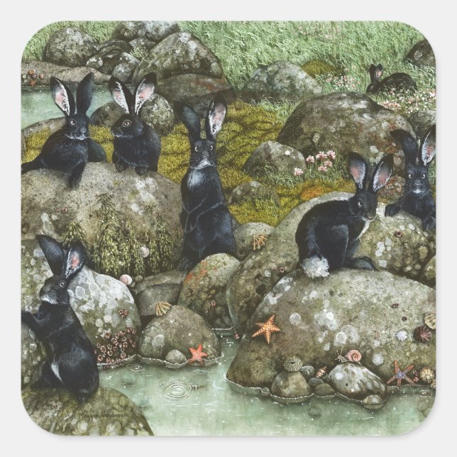 The Black Rabbits of Hy-Brasil Square Sticker (Front)