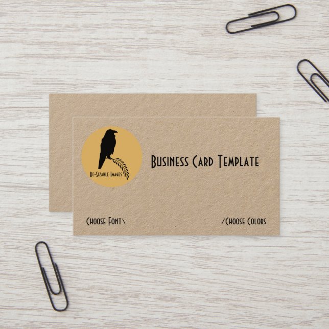 The Black Raven Bird Business Card (Front/Back In Situ)