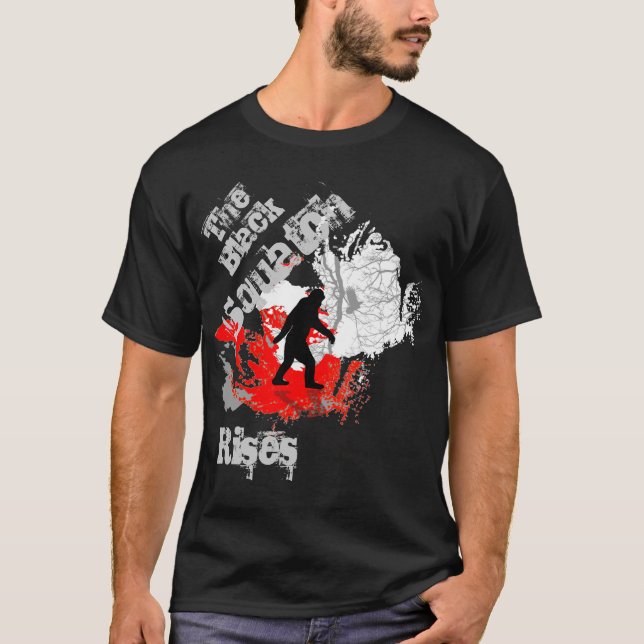 The black Squatch rises T-Shirt (Front)