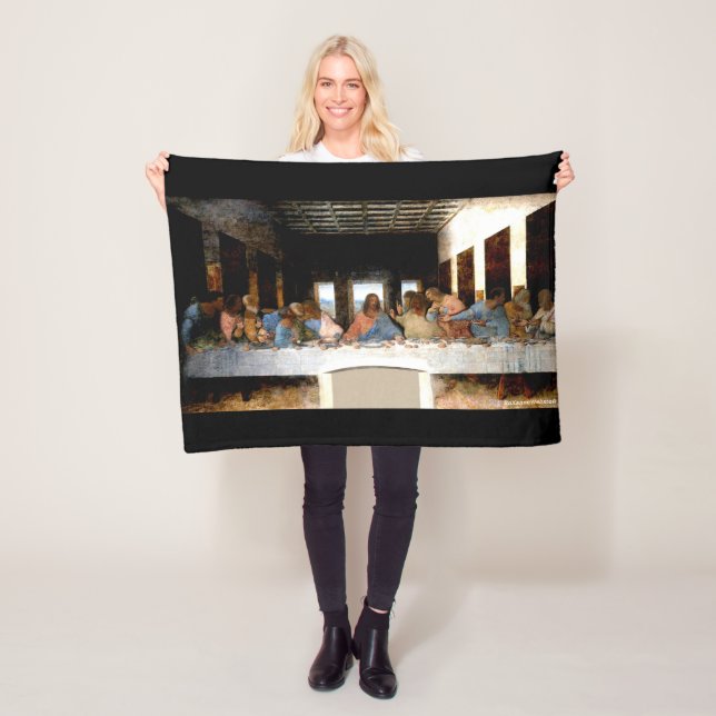 "The Black Supper by Da Vinci" Fleece Blanket (In Situ)