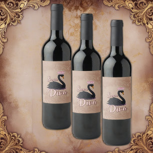 The black swan, queen of the water. wine label
