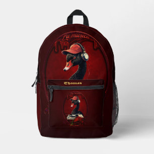 The black swan, symbolising creativity printed backpack
