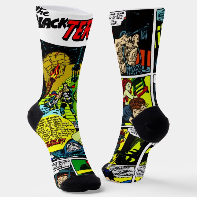 The Black Terror Comic Strip Socks (Angled)
