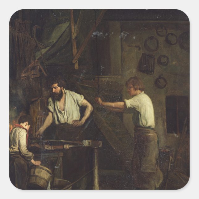 The Blacksmiths, Memory of Treport, 1857 Square Sticker (Front)