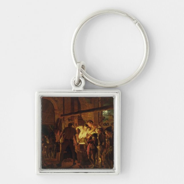 The Blacksmith's Shop (oil on canvas) Key Ring (Front)