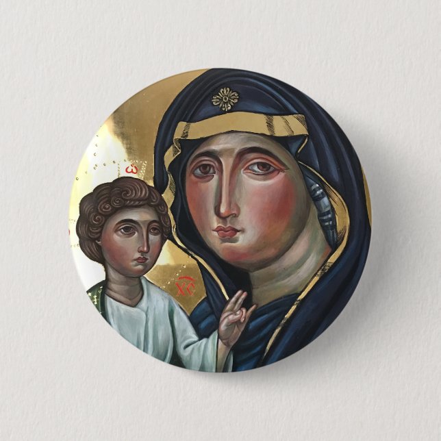 The Blessed Mother of God 6 Cm Round Badge (Front)