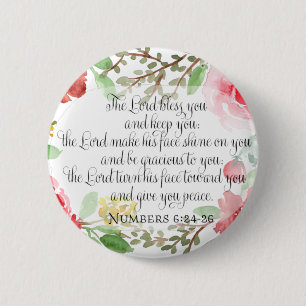 The blessing Scripture Art Numbers 6:24-26 6 Cm Round Badge