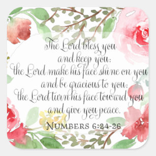 The blessing   Scripture Art   Numbers 6:24-26 Square Sticker