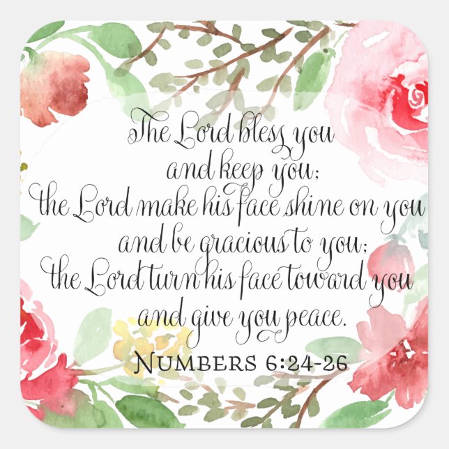 The blessing | Scripture Art | Numbers 6:24-26 Square Sticker (Front)