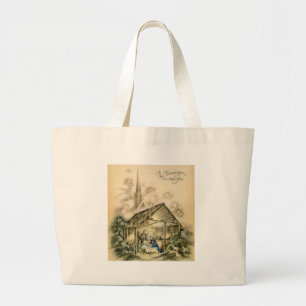 The Blessings of Christmas Nativity Scene Large Tote Bag