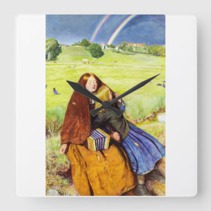 The Blind Girl by John Everett Millais Square Wall Clock