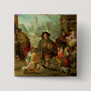 The Blind Hurdy Gurdy Player 15 Cm Square Badge