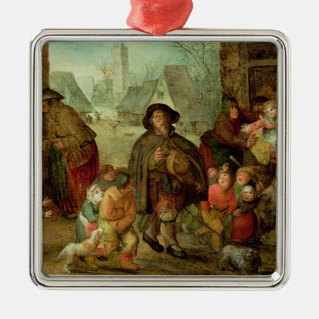 The Blind Hurdy Gurdy Player Metal Tree Decoration (Front)