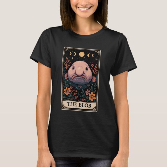 The Blob Blobfish Fish Tarot Card Witchy Moon T-Shirt (Front)