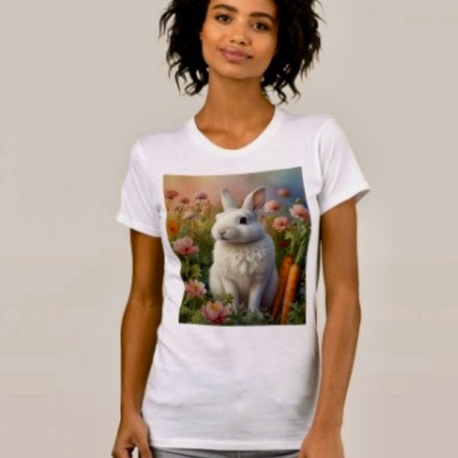 The Blossom Bunny & Carrot Patch T-Shirt (Comfy tri-blend women’s tee feminine fit, scoop neck, short sleeves, relaxed fit.  
)