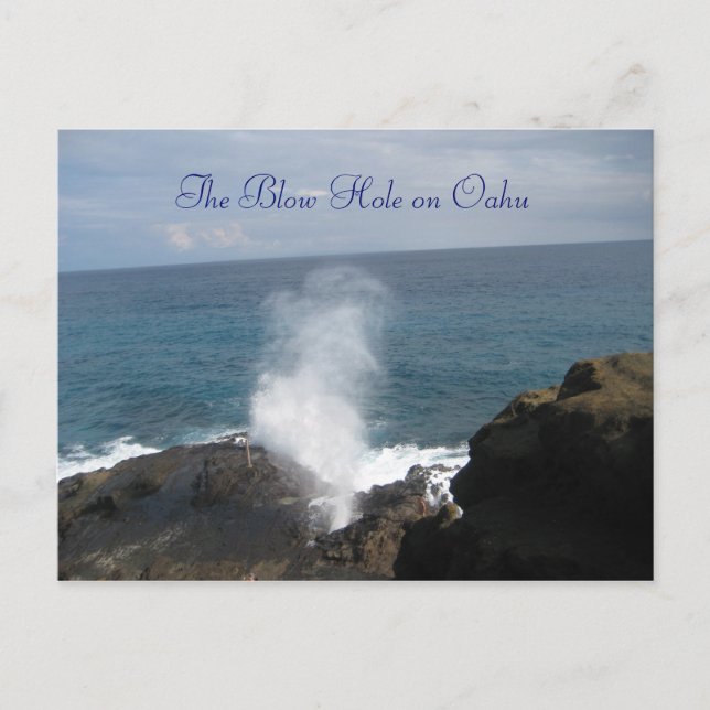 The Blow Hole on Oahu postcard (Front)