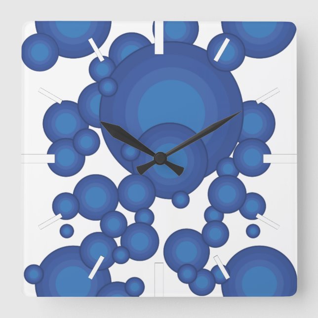 The Blue 70's year styling circle Square Wall Clock (Front)