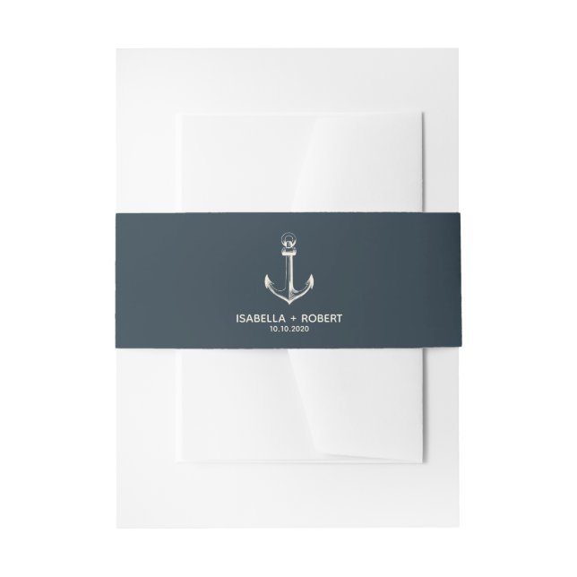 The Blue Anchor | Wedding Invitation Belly Band (Front Example)