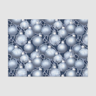 The Blue and Silver Christmas Bulb Series Design 1 Tissue Paper
