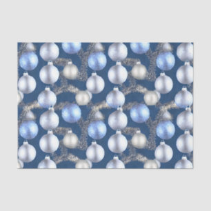The Blue and Silver Christmas Bulb Series Design 7 Tissue Paper